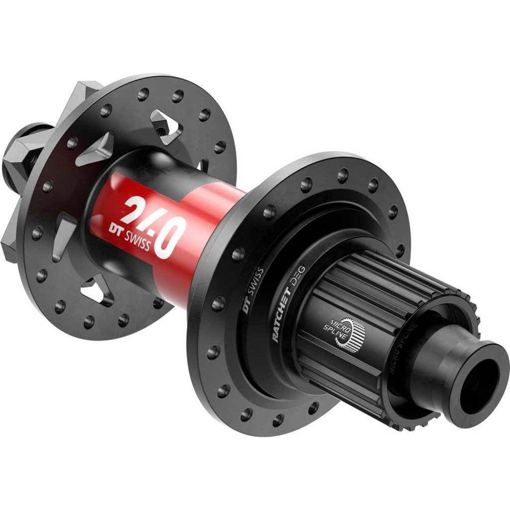 Zwarte DT Swiss 240 SH 12V achternaaf voor mountainbikes, aluminium, 148mm, 12mm steekas met schijfbevestiging.