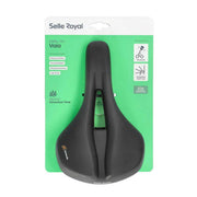 Zwart Selle Royal Vaia Moderate Royalgel fietszadel voor stadsfietsen en e-bikes, comfort en ondersteuning, Adventure Time ontwerp.
