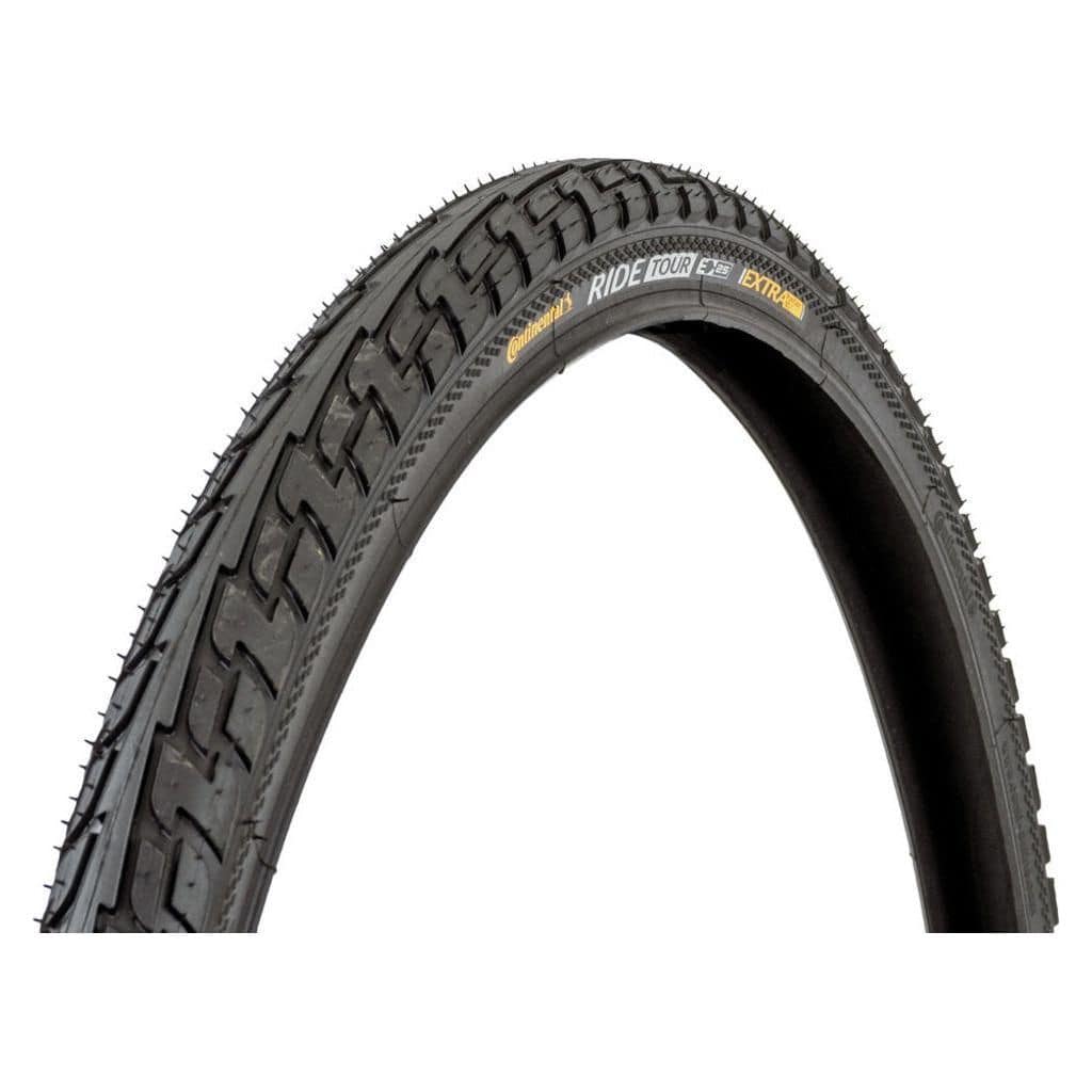 Zwarte Continental Ride Tour stadsfiets buitenband 26/27.5 inch met Extra Puncture Belt, zonder reflectie, 42-584 formaat