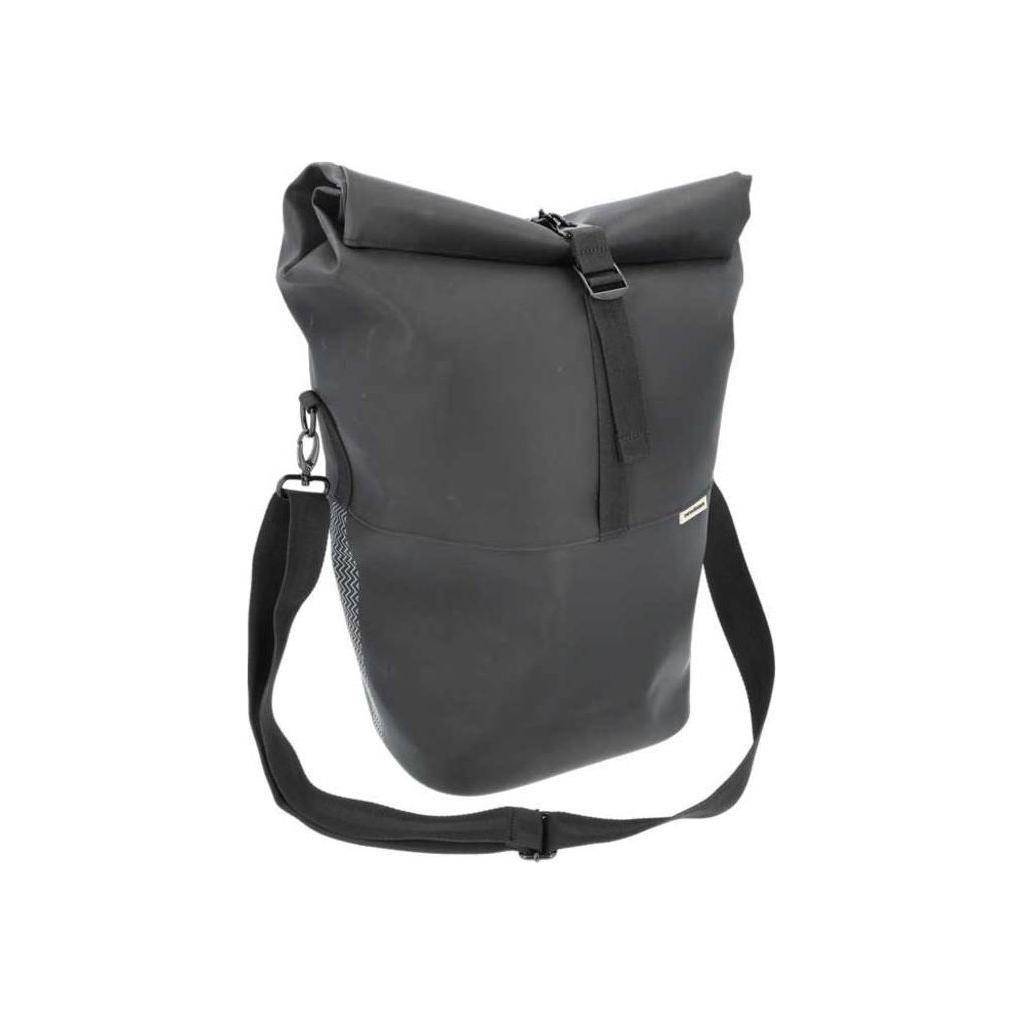 Nieuwe Looxs Nyborg enkele fietstas van 17 liter, zwart, waterdicht met rolltop sluiting, geschikt voor stadsfiets.