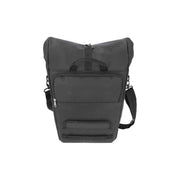 Zwarte New Looxs Nyborg enkele fietstas van 17 liter met rolltop, waterdicht en geschikt voor één fietsmand.