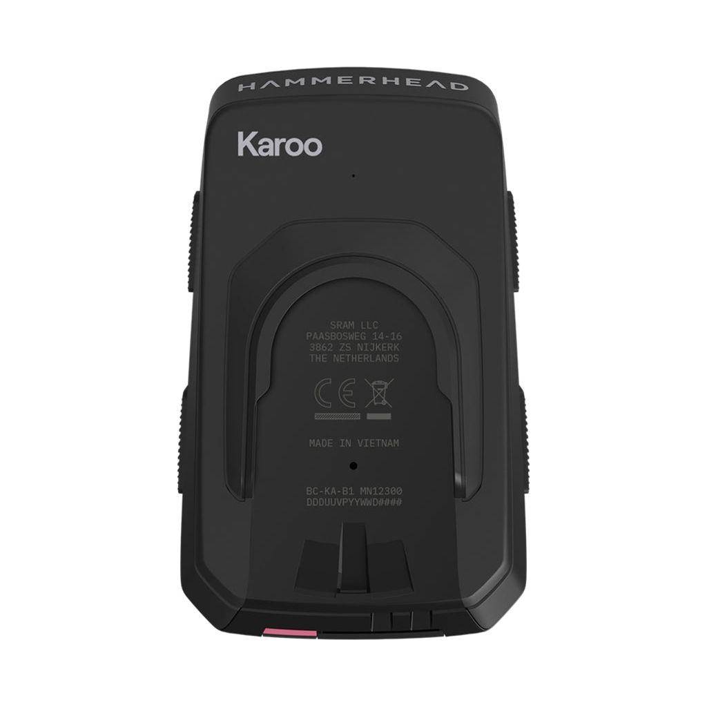 Hammerhead Karoo B1 fietsnavigatie met kleurenscherm en bedieningsknoppen, ontworpen voor nauwkeurige fietsroute- en prestatie tracking