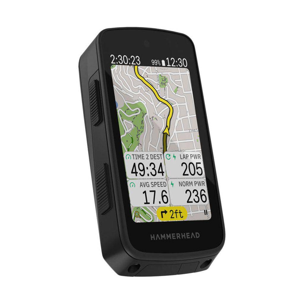 Hammerhead Fietscomputer Karoo B1, fietsnavigatie met scherm en bedieningsknoppen, ontworpen voor fietsers.