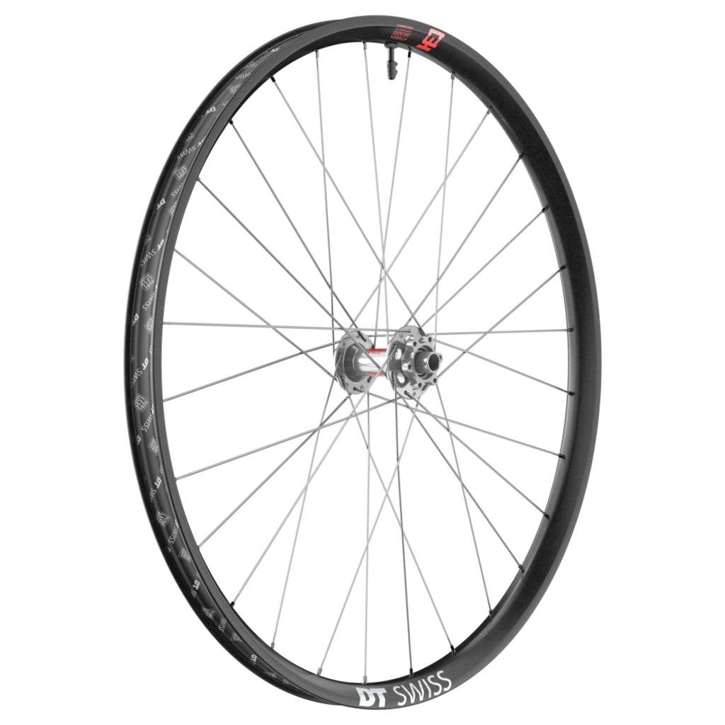Voorwiel 29" DT Swiss EXC1200 Classic 30 MTB wiel met carbon velg en discrem, zwart, met Boost Disc IS.