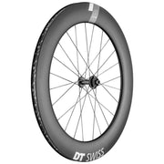 Voorwiel 28" DT Swiss ARC1400 Dicut 80 DB carbon racefiets wiel, zwart met aerodynamisch ontwerp en hoogwaardige afwerking