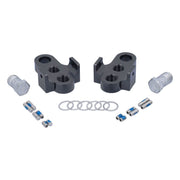 Zwart Mirage T6 aluminium crankdeel met RVS-bouten, geschikt voor fietscrankverkorter, close-up van het crankgedeelte.