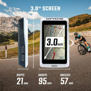 Sigma Rox 12.1 Evo GPS fietscomputer met fietsnavigatie en scherm voor routeplanning en prestatiegegevens.