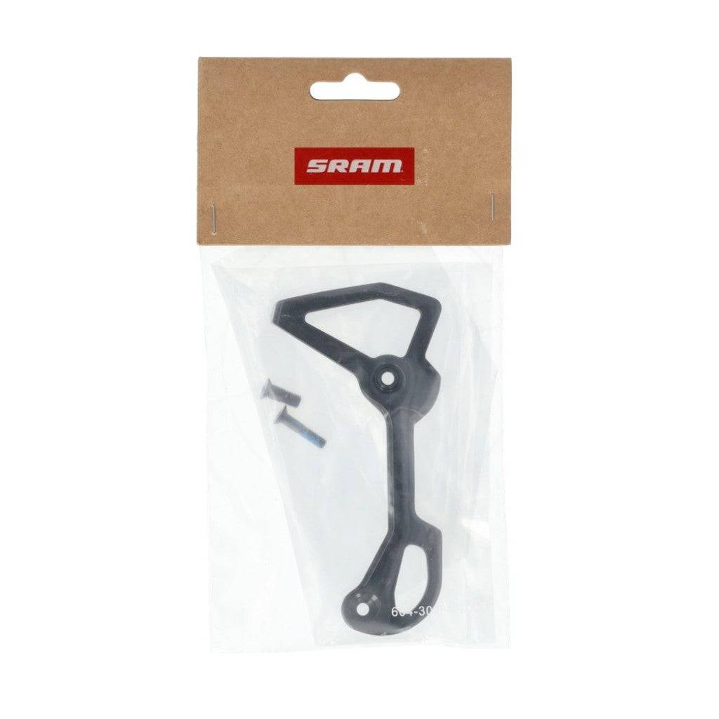 Zwart SRAM Derad Red AXS E1 Kooi voor elektronische schakeling, stevig en geschikt voor high-performance mountainbikes.