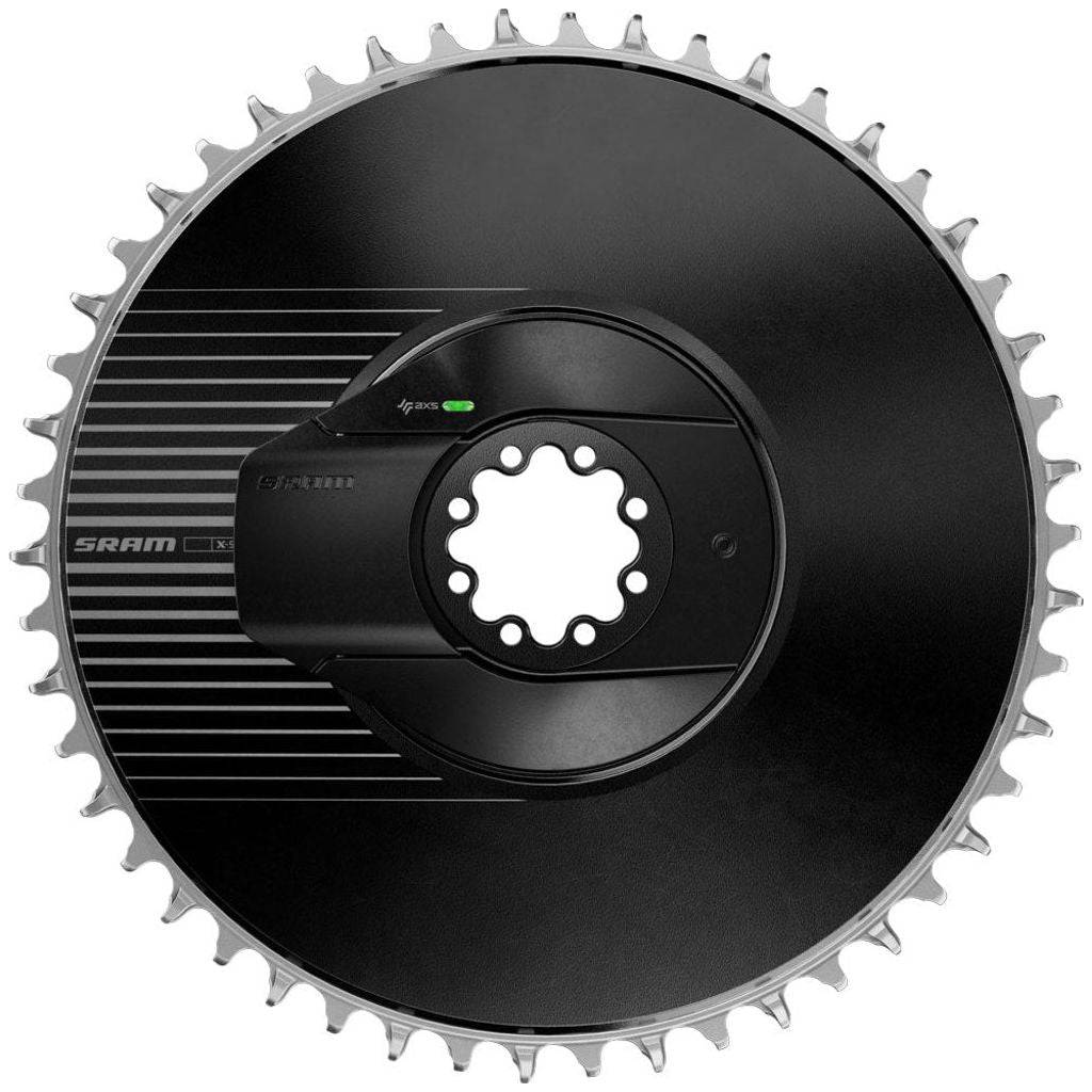 Sram Red Axs E1 13V Powermeter Kit voor racefiets, direct mount, 54T aluminium zwart, meet wattages en prestaties.