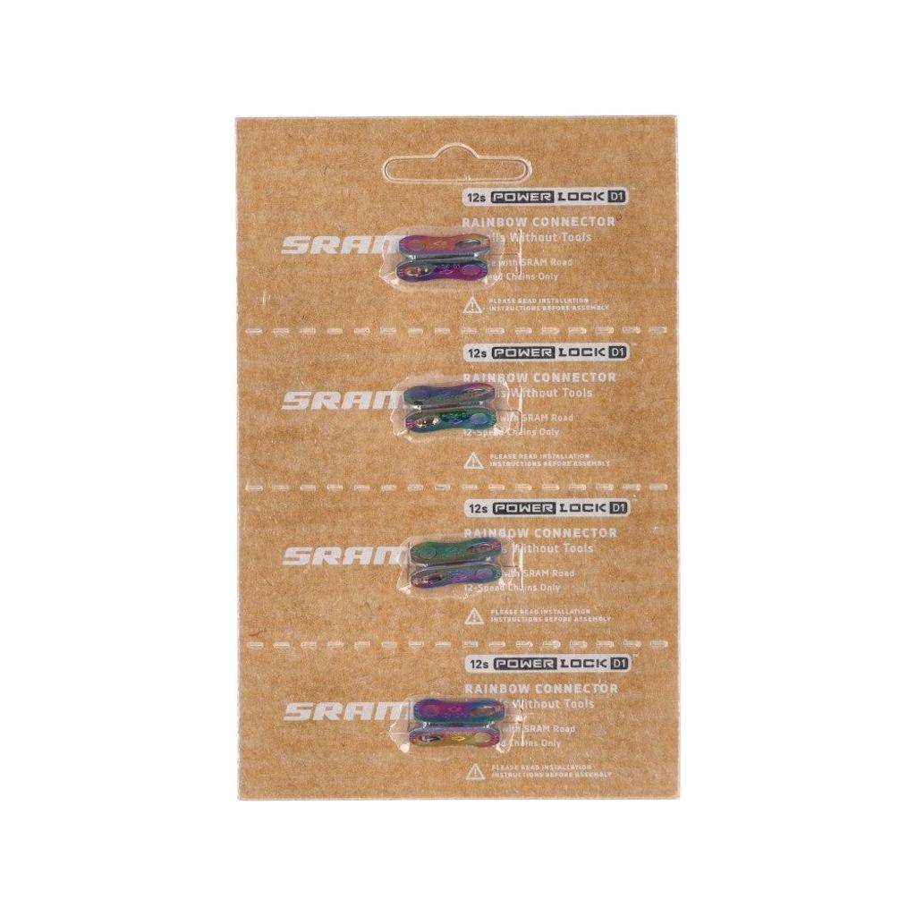 Sram Kett Verb Sch 12V D1 Powerlock regenboogketting voor fiets, close-up van de kleurrijke ketting en schakels