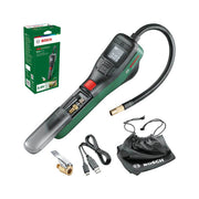Bosch Easypump elektrische fietspomp met usb-c connector en digitale drukmeter, geschikt voor snel en eenvoudig banden oppompen.
