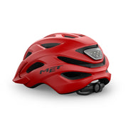 MET MTB helm met crossover design, urban en mountainbike fietshoed met ventilatie en stevige constructie.