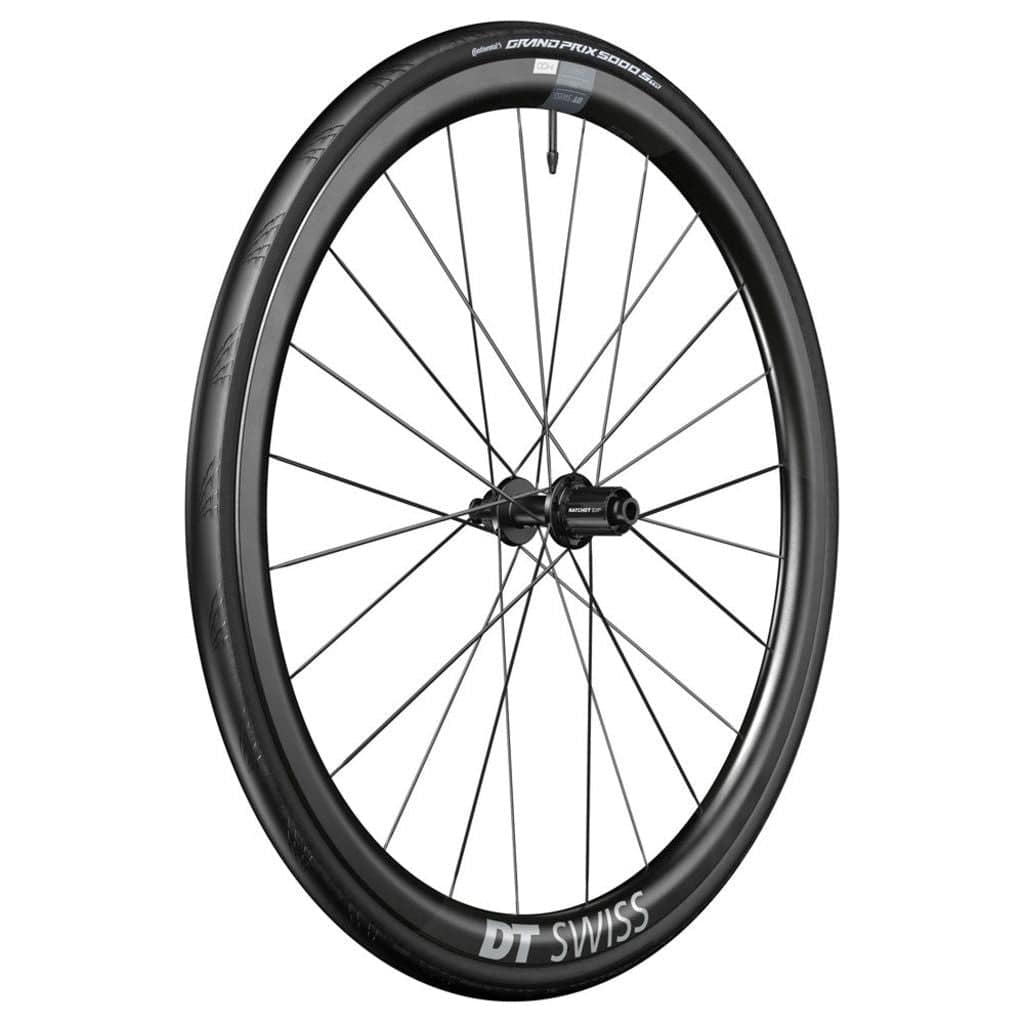 Achterwiel voor racefiets, 28 inch DT Swiss ERC1400 Dicut 35 DB WTS, disc brake, carbon zwart.