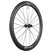 Achterwiel voor racefiets, 28 inch DT Swiss ERC1400 Dicut 35 DB WTS, disc brake, carbon zwart.