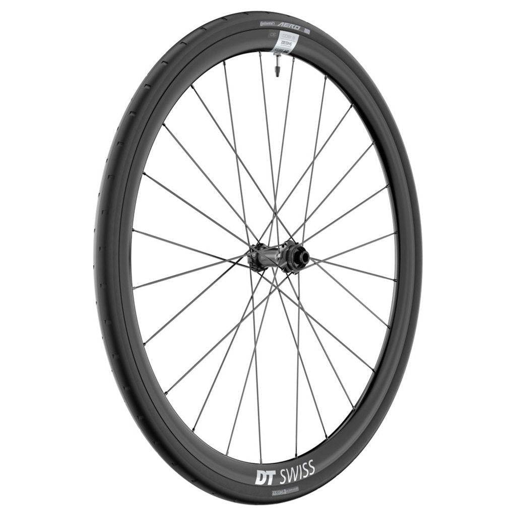 Voorwiel 28" DT Swiss E1800 Spline 30 DB WTS disc aluminium zwart voor racefiets, met remklauw en snelspanner