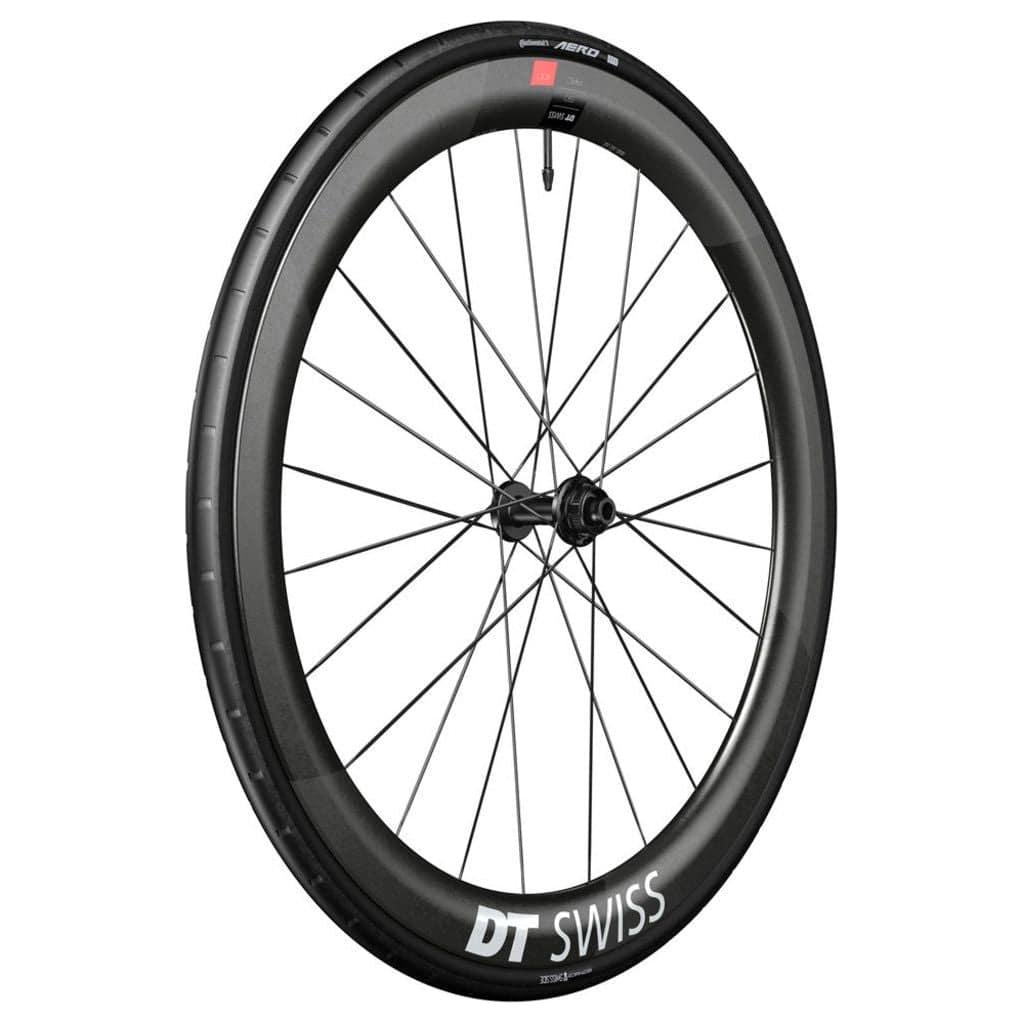 Racefiets voorwiel 28 inch DT Swiss ARC1100 Dicut 50 DB WTS Disc CL Carbon zwart, met aerodynamisch ontwerp en snel remsysteem