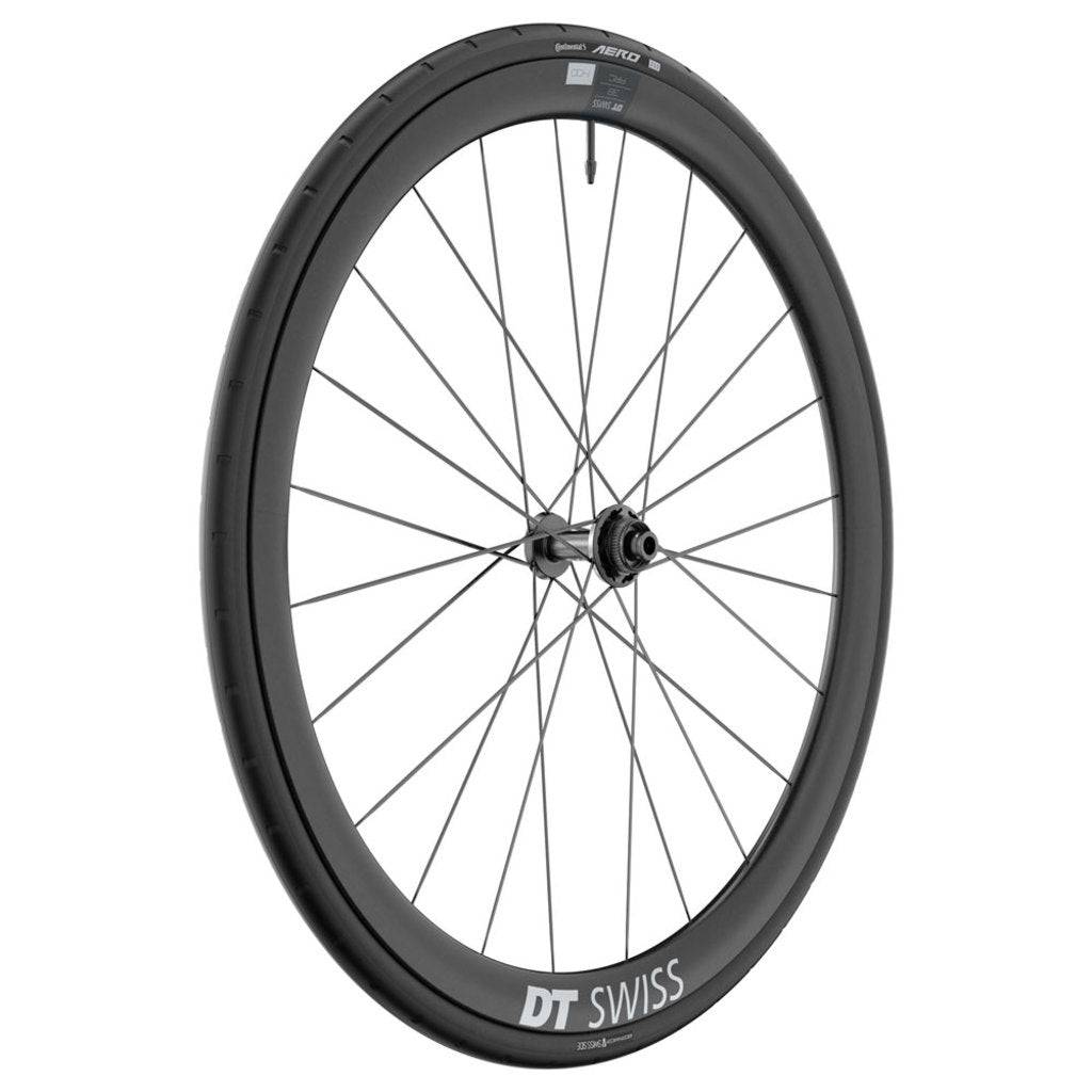 Voorwiel 28 inch DT Swiss ARC1400 Dicut 38 DB WTS Disc CL carbon zwart, racefiets wiel met discremmen