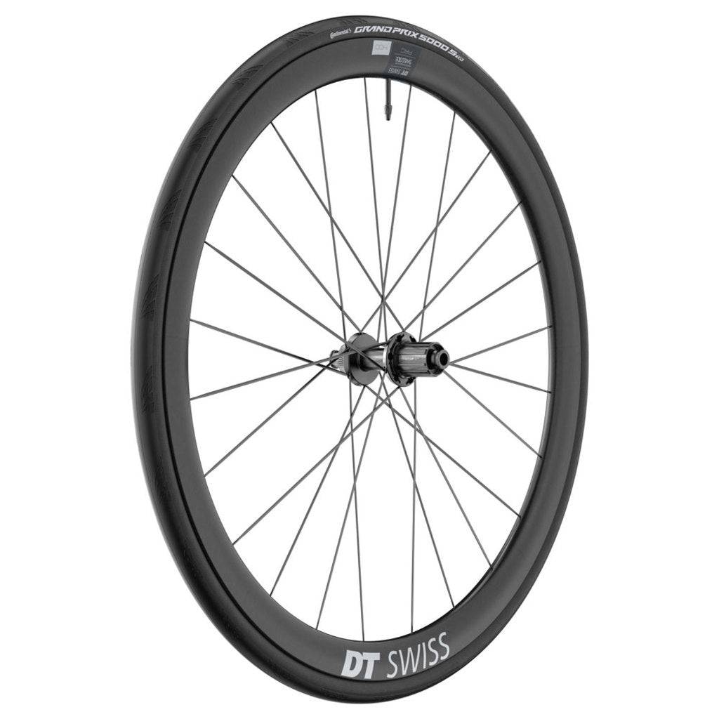 Achterwiel voor racefiets, 28 inch DT Swiss ARC1400 Dicut 38 DB WTS, zwart carbon, geschikt voor schijfremmen, 10/11 snelheden
