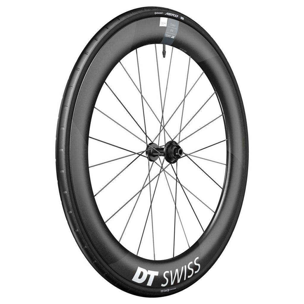 Voorwiel 28" DT Swiss ARC1400 Dicut 62 DB WTS disc carbon zwart voor racefiets, lichte en aerodynamische fietsvelg