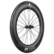 Racefiets achterwiel 28 inch DT Swiss ARC1400 Dicut 80 DB WTS 10/11V carbon zwart, met naaf en aerodynamisch design