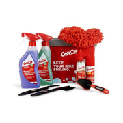 CyclOn Wax Lube XL onderhoudsset voor fietsreiniging en smering, inclusief schoonmaakmiddelen en accessoires.