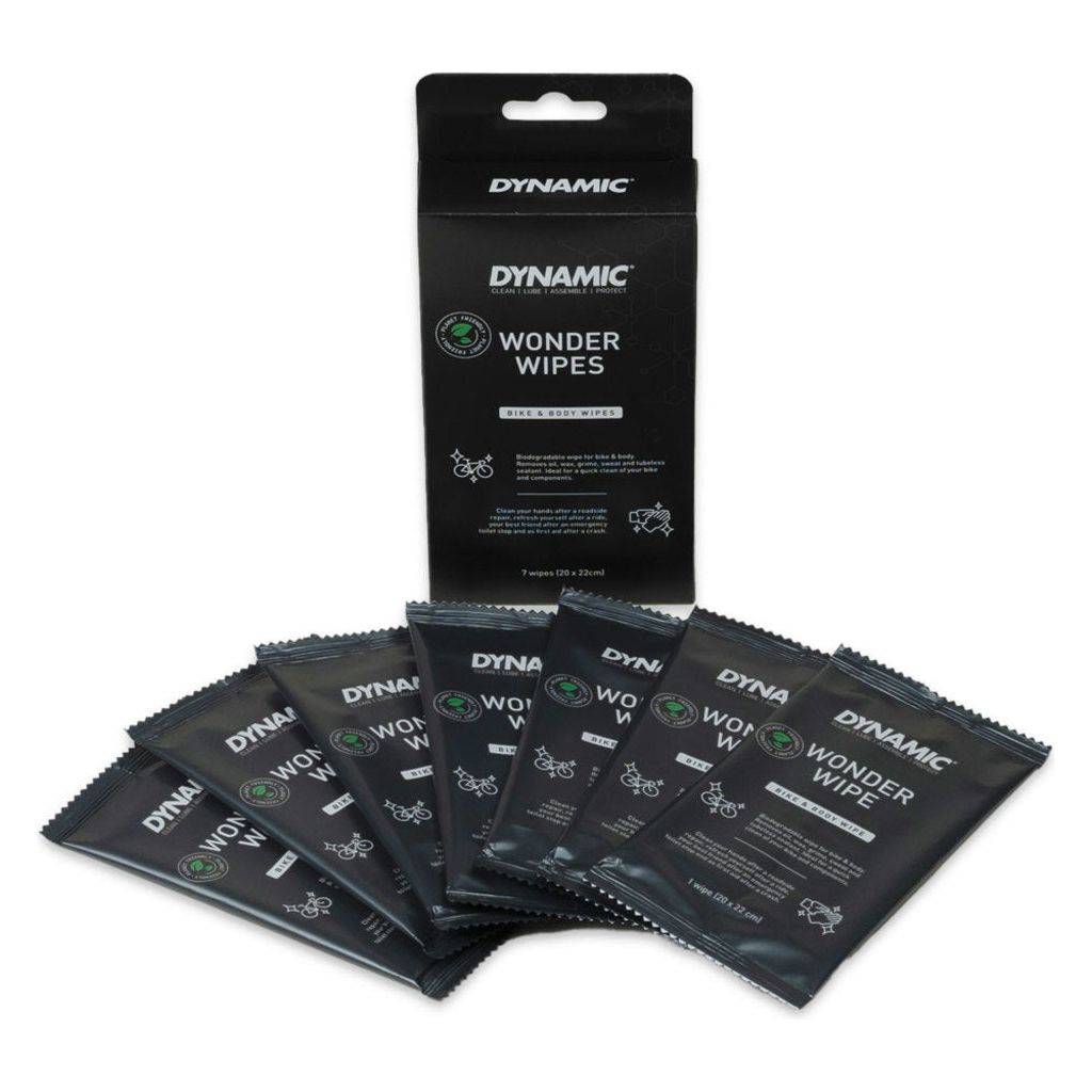 Dynamic Wonder Wipes schoonmaakdoekjes doos met 7 bamboe fietsborstels voor schoonmaken en onderhoud