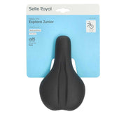 Zwart Selle Royal Explora JR kinderfiets zadel voor 16-20 inch met foam Matrix padding, geschikt voor jonge fietsers.