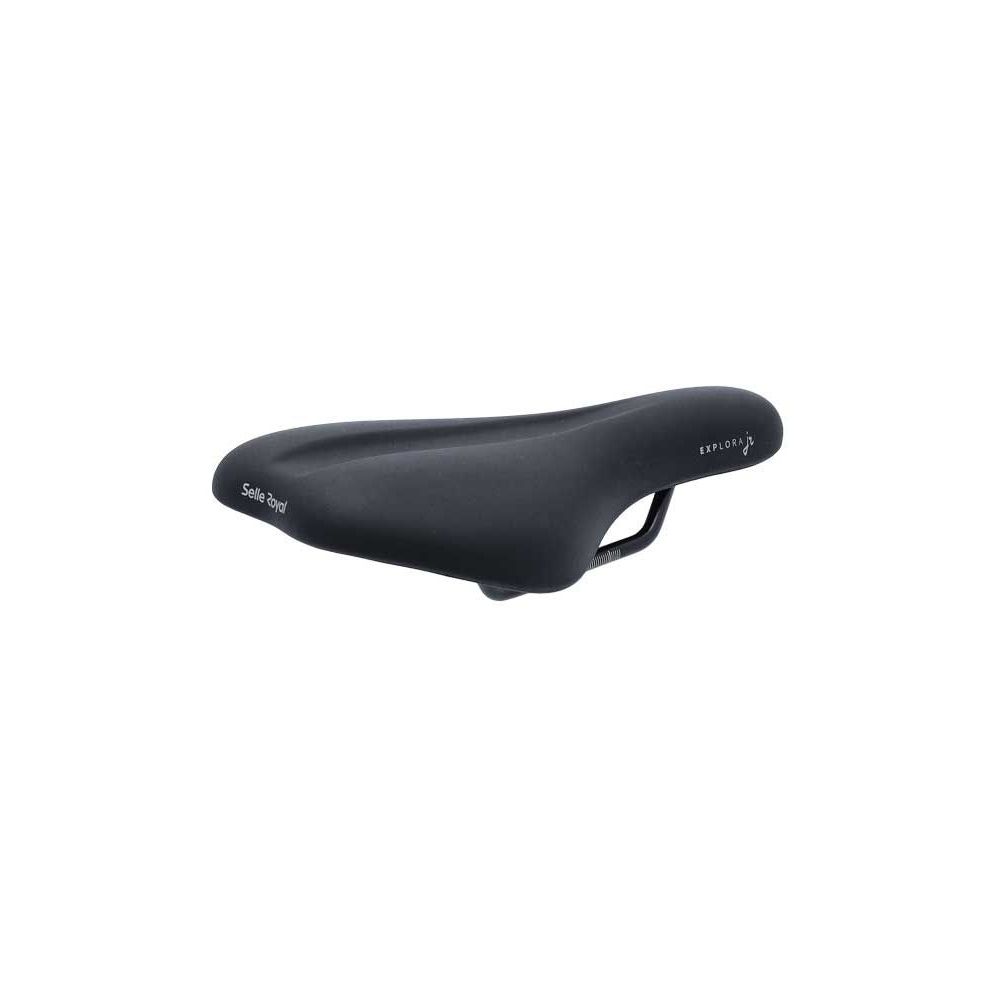 Zwarte Selle Royal Explora JR kinderfiets zadel met foam matrix voor 16-20 inch kinderfietsen, comfortabel en geschikt voor kinderen