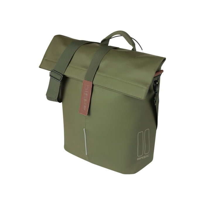 Basil City MIK Studs fietstassen voor 14-16 liter, enkel, met verstelbare riem en reflectie voor veilig fietsen.