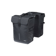 Basil Move MIK dubbele fietstas achterzijde met regenhoes, 30 liter, zwart, geschikt voor stadsfiets en bagage.