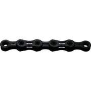 Zwarte KMC Ketting DLC11 Waxed 11-speed met 118 schakels en DLC-coating, geschikt voor racefietsen.