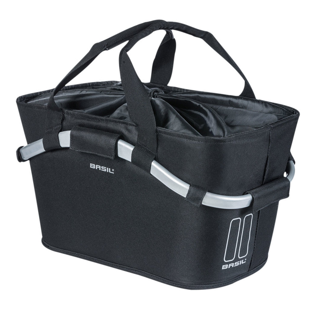 Basil Carry All achtermand voor fiets, zwart, 22 liter, stevige fietsmand voor bagage en boodschappen