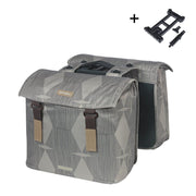 Basil Elegance Mik dubbele fietstas in groen, 40-49 liter, bevestiging op fiets achterdrager, waterbestendig en ruime bagage.