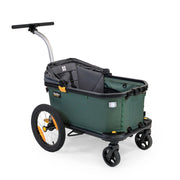Burley Hopper Cargo zitting met zonneklep in zwart, comfortabele zitplaats voor kinderwagen of buggy, met beschermende zonneklep.