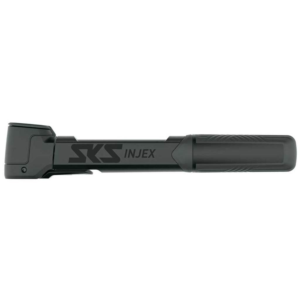 SKS Injex 266 mm minipomp met MV Easy-Kop, compacte fietspomp voor snel en eenvoudig oppompen van banden