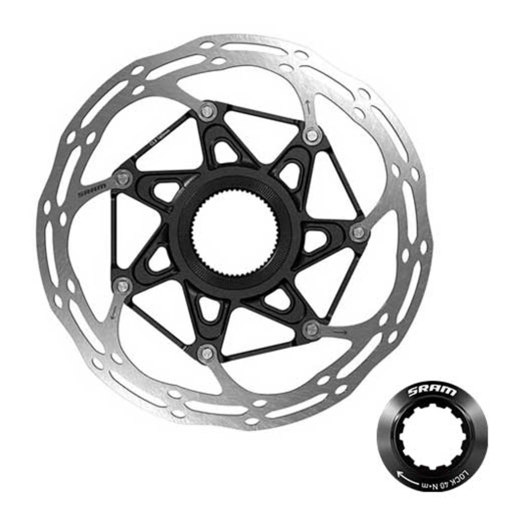 Sram Centerline X A2 afgeronde 2-delige remschijf Centerlock zilver en zwart voor hoogwaardige fietsremmen