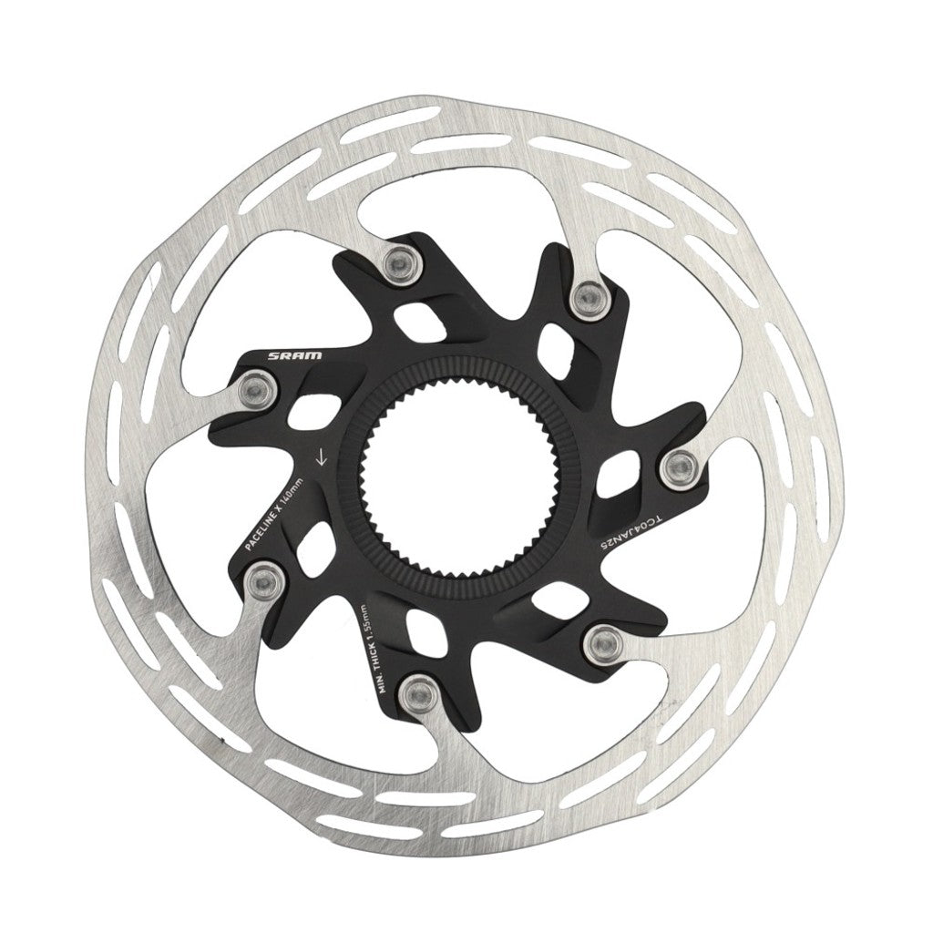 Sram Paceline X A1 ronde 2-delige centerlock remschijf in zilver en zwart voor fietsremmen