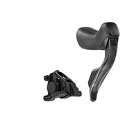 Zwarte Sram Rival Axs E1 12/13V hydraulische shifters van koolstof, zichtbaar op de afbeelding.