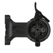 CloseTheGap Raceday4 Evo DM GPS-houder in zwart carbon voor HideMyBell, bevestigd op fiets met zichtbaar display.