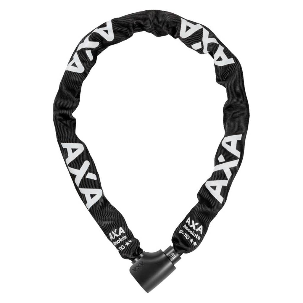 Zwart AXA kettingslot Absolute 9-90 met polyester hoes, stevig slot met ketting voor extra beveiliging