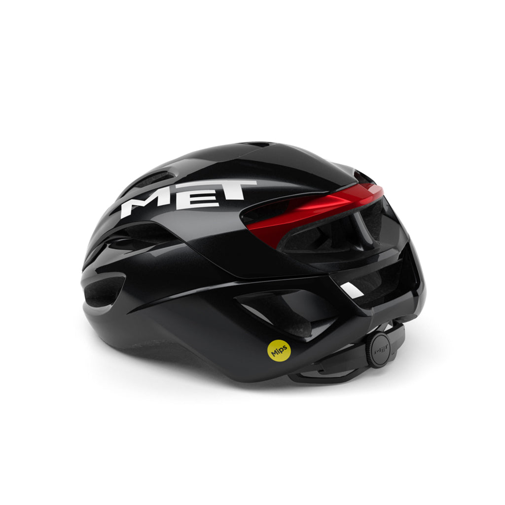 MET Rivale Mips racefietshelm met aerodynamisch ontwerp en verstelbare ventilatieopeningen, zichtbaar op de afbeelding.