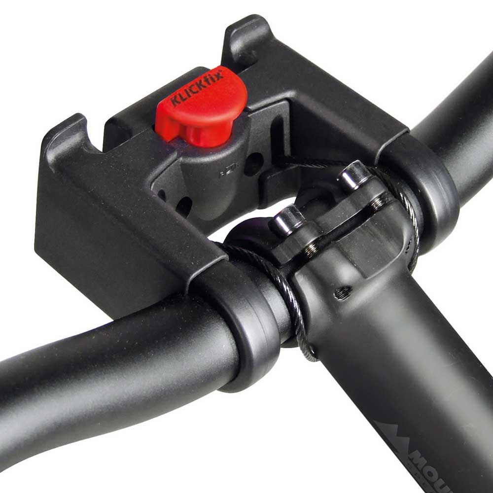 KLICKfix fietstas bevestigingsriem en accessoires op een fietsframe, zwart en stevig voor veilig vastmaken