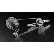 Zwarte Sram Eagle T AXS A1 12V groepset met powermeter, 170 mm crank, 34T kettingblad en 10-52T cassette, voor mountainbike