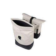 Basil Cove dubbele fietstas van gerecycled PET, geschikt voor 28-32 liter, zwart, met universele bevestiging op fietsbrug