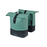 Basil Cove dubbele fietstas van gerecycled PET, geschikt voor 28-32 liter, universeel brugmontage, zwart en waterbestendig