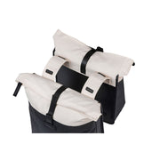Basil Vive dubbele fietstas voor bagagedrager, geschikt voor 28-35 liter, universeel brugmontage, zwarte waterbestendige tas