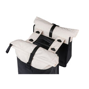 Dubbele Basil Vive fietstas van gerecycled PET met verstelbare bevestiging voor fietsmanden 28-35 liter, zwart.