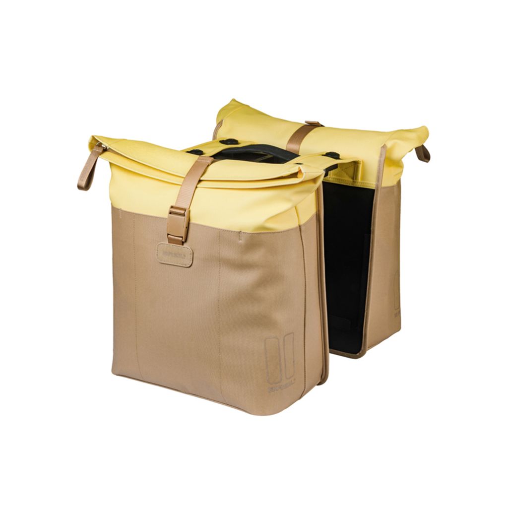 Basil Vive dubbele fietstas van gerecycled PET, geschikt voor MIK 28-35 liter, in zwart met reflecterende details