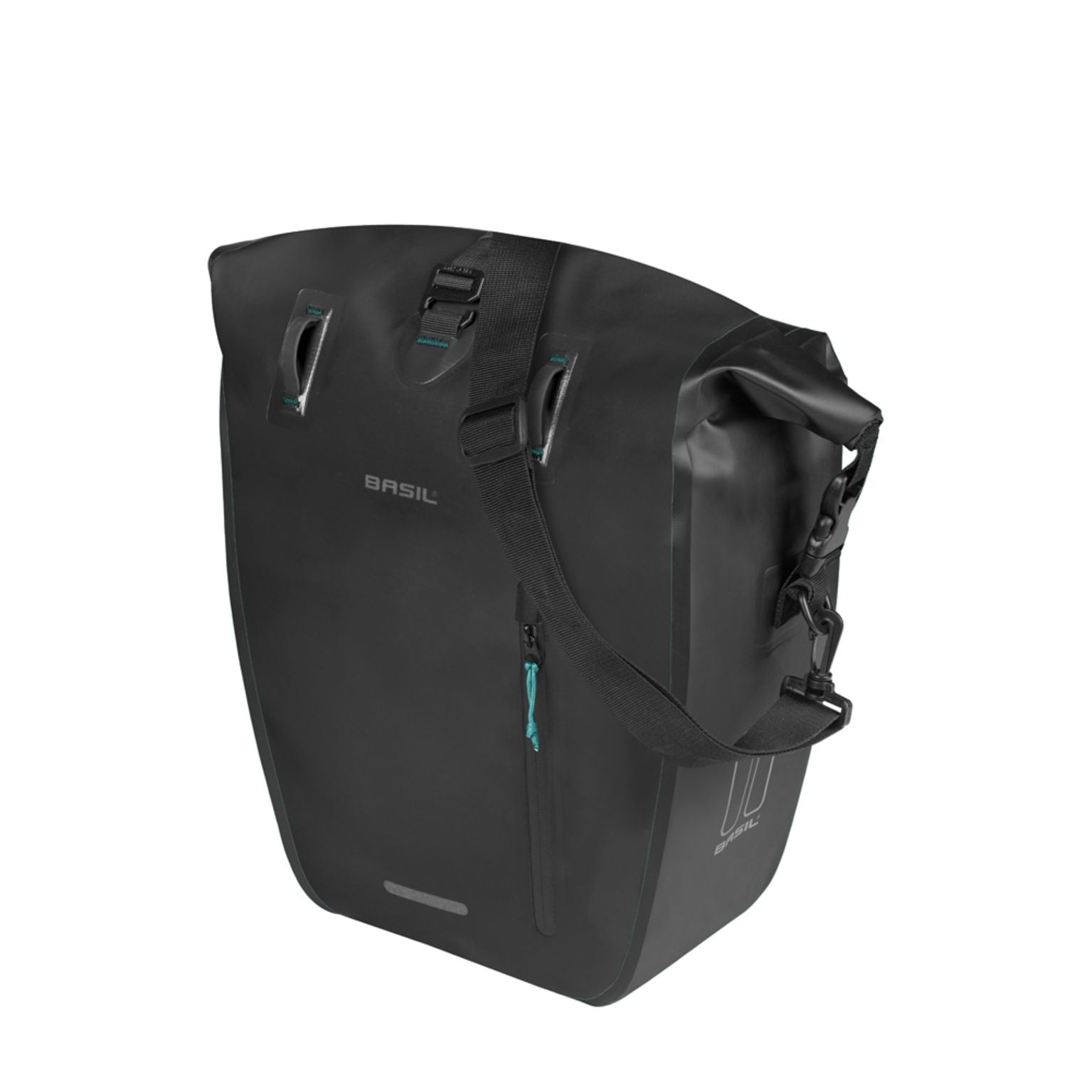 Basil Rivo L Mik fietstas enkel, 25-31 liter, waterdichte tarpaulin, geschikt voor fiets met enkele bagagedrager