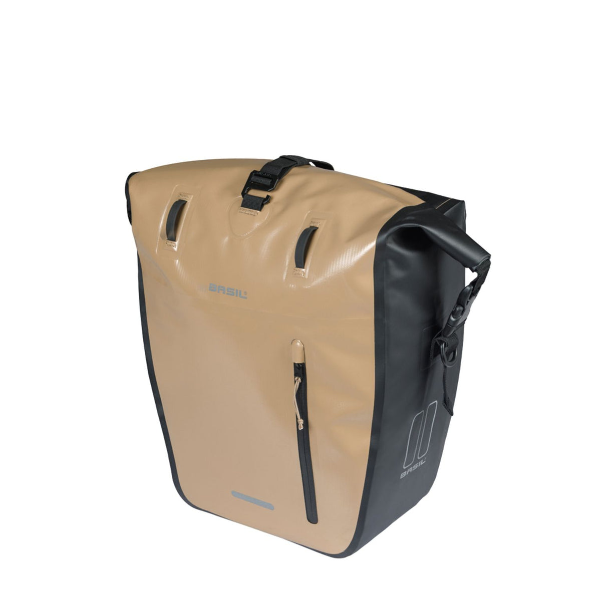 Basil Rivo L MIK fietstas enkele, 25-31 liter, waterdichte tarpaulin, bevestiging voor fiets, ruime en stevige fietstas